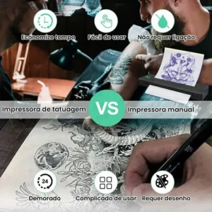 Impressora Térmica E De Tatuagem 2en1 Portátil Com Bluetooth - Imagem 5