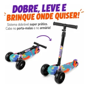 Patinete Scooter Dobrável Com Led Freio Bv0011 Mega Compras Azul - Imagem 7