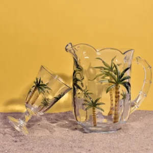 Conjunto 7 Peças Jarra de 1,3L Com 6 Taças de 240 ml Água Suco Cristal Palm Hand Painting Lyor - Imagem 7