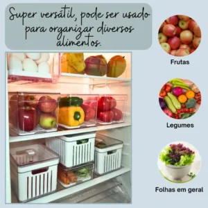 Organizador De Geladeira Grande Com 3 Cestos de Drenagem 6,8 L - Imagem 6