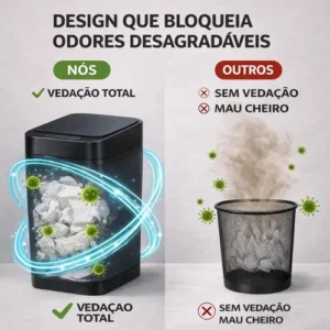 Lixeira Automatica Sensor 13L Inteligente Banheiro Cozinha Tampa Eletrica Infravermelho Abertura Automatica Sem Toque Compacta Plastico Resistente Vedacao Odor Residencial RMI - Imagem 9