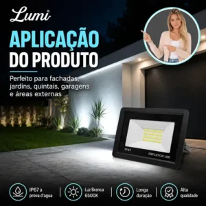 Kit 5 Refletores LED 100W IP67 à Prova D'Água 6500K Branco Frio Bivolt - Imagem 4