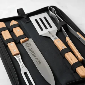 Kit Churrasco 4 Em 1 Personalizado Faca Pegador Logo Brinde - Imagem 8