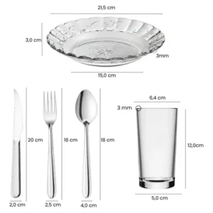 Aparelho De Jantar 30 Peças - Pratos + Copos + Talheres Inox - Imagem 7