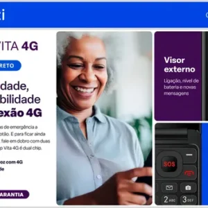 Multilaser Flip Vita 4G Dual SIM 32 GB preto 256 MB RAM Celular para Idoso - Imagem 6