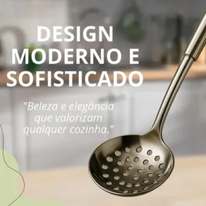 Kit 4 Utensílios Inox Cozinha Colher Concha Escumadeira - Imagem 5