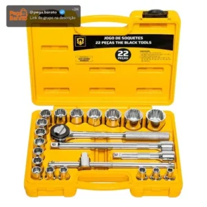 Jogo Kit de Ferramentas Manuais Chave Catraca 1/2 8 a 32mm BCS022 The Black Tools Cor Amarelo - Imagem 1