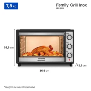 Forno Elétrico 52l Family Grill Inox Mondial 1800w Frn-52-bi - Imagem 9