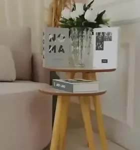 Duas Mesinhas De Canto Pé Palito Tripé Madeira Para Sala - Imagem 3