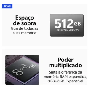 Smartphone JOVI V70 5G Câmera 200MP 512GB de Memória 16GB RAM (8GB + 8GB RAM expansível) Bateria de 7000mAh, Processador Octa-Core, Pacote de Benefícios com troca de tela grátis - Azul Safira - Imagem 7
