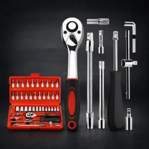 Kit Chaves Ferramentas Jogo Fenda Philips Catraca Soquete Allen 46 Peças com Maleta Completa Manual Ideal Mecânico Manutenção Casa Carro Profissional Resistente Portátil Compacto Marca VLX - Imagem 6