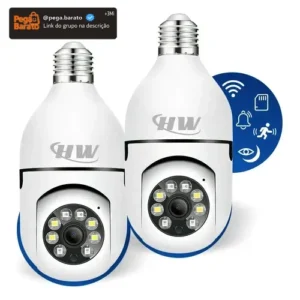 Kit C/ 2 Câmeras Lâmpada Ip Wi-fi 360° | Visão Colorida | Áudio | Sensor De Movimento | E27 App Yoosee- Hw - Imagem 1