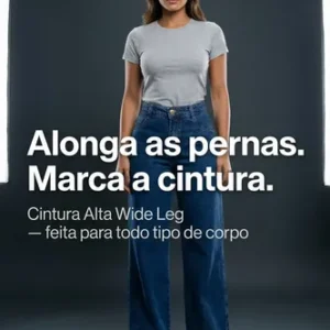 Calça Jeans Wide Leg Feminina Cintura Alta Sem Lycra Stillge - Imagem 7