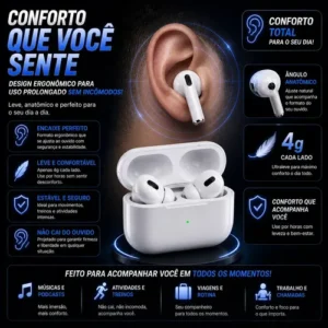 Fone Bluetooth Compatível Com Ios, Android, Samsung E iPhone Cor Branco B Basto - Imagem 3