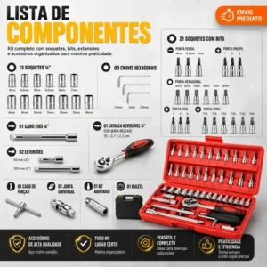 Parafusadeira Furadeira De Impacto 2 Baterias + Kit 46 Peças - Imagem 5