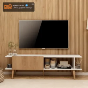 Rack Tv 55 Polegadas Sala Home Estante Organizador Multiuso Cor Branco - Imagem 1