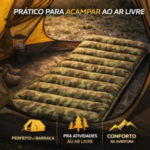 Colchonete Camping Camuflado Colchão Saco De Dormir Pesca Acampamento Retiro Trilha C/ Saco De Transporte Mochila Hz Home Tech - Imagem 2