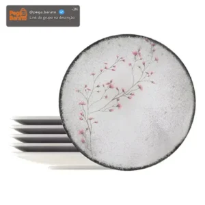Kit Prato Raso Tramontina Floralis Porcelana 06 Peças - Imagem 1
