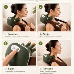 Massageador Elétrico Pescoço Ombros Mãozinha 3d Aquecimento - Imagem 7