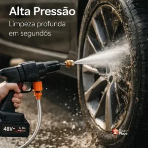Lava Jato Portátil Alta Pressao Lavadora 2 Baterias + Maleta Preto Recarregavel Elétrica Lavar Carro Profissional Potência Turbo Limpeza Compacta Potente Regulável Lavagem Automotivo - Imagem 10