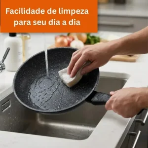 Frigideira De Indução Cerâmica Não Gruda Antiaderente Frita Sem Óleo Grande Fogão A Gás Indução Cooktop Elétrico Panela 24cm Preto Pítia - Imagem 8