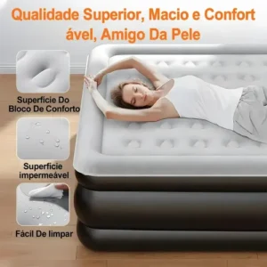 Colchão Inflável Queen Nepul Duplo Com 2 Travesseiro Inflável NE-999 cor Cinza - Imagem 7