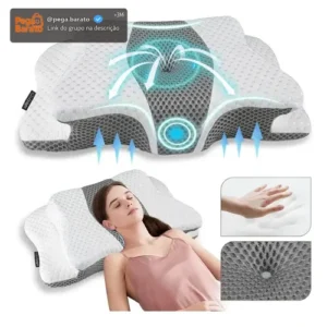 Travesseiro Nasa Cervical Ortopédico Coluna Inteligente Ergonômico Alivio Dores Sono Relax - Imagem 1