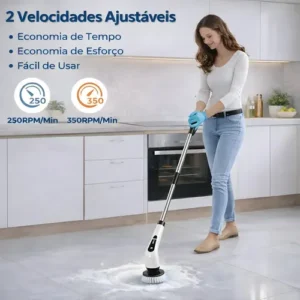 Esfregão Mop 9 Em 1 Escova De Limpeza Elétrica Multiuso Rotatória Magica Limpa Canto Friso Banheiro Cozinhha Bivolt - Imagem 4