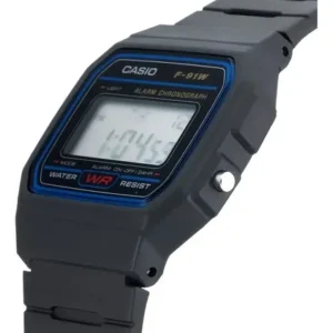 Relógio Vintage Preto com Pulseira de Borracha F91W-1 Clássico e Elegante Casio - Imagem 2