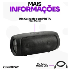 Caixa Caixinha De Som Bluetooth Pendrive Fm Sd Portátil 20w - Imagem 8