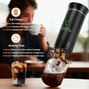 Cafeteira Portátil Elétrica Display Digital Cápsulas E Pó Preto - Imagem 6