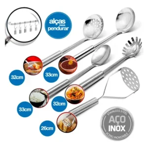 Jogo De Panelas Tramontina Allegra 5pç Aço Inox 5 Utensílios Inox - Imagem 5
