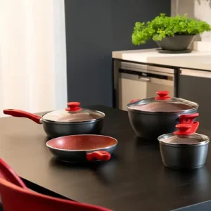 Conjunto De Panelas Philco Pkt407 4 Peças Cor Cinza/vermelho - Imagem 5