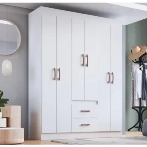 Guarda Roupa Solteiro 6 Portas 2 Gavetas Sidney Doripel Cor Branco - Imagem 3