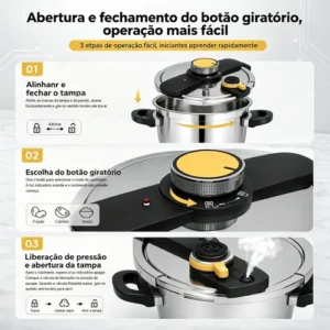 Panela De Pressão 10l, Válvulas Reguladoras De Pressão Dupla - Imagem 6