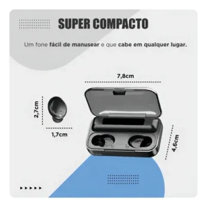 HIVI Fone de ouvido sem fio TWS F9-5C Bluetooth com LED e Power Bank resistente à água - Imagem 7