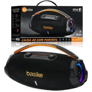 Caixa De Som Basike Ba-RAD207 80W Rádio FM Bluetooth 5.3 TWS RGB Bass Boost 9000mAh - Imagem 12