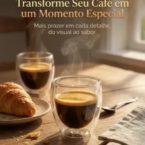 Copos Café Vidro Kit 6 Parede Dupla 90ml Borossilicato Transparente Expresso - Imagem 4