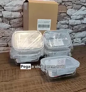 Pote Vidro Hermético Retangular Tampa 450ml Kit 5 Peças - Imagem 12