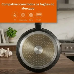 Frigideira De Indução Cerâmica Não Gruda Antiaderente Frita Sem Óleo Grande Fogão A Gás Indução Cooktop Elétrico Panela 24cm Preto Pítia - Imagem 4