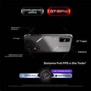 Smartphone Gamer Infinix GT30 PRO 5G - 12GB RAM 256GB Câmera Dupla 108MP+ Selfie 13MP NFC 6,78" Amoled 144Hz Dual Chip - Memória RAM Expansível Até 24GB - Chumbo - Imagem 6