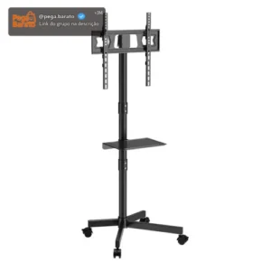 Suporte Pedestal Para Tv De 23 A 60 Com Rodinhas Bandeja Cor Preto - Imagem 1