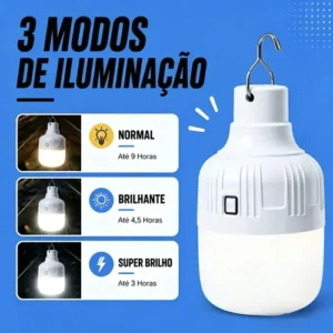 Lampião Lampada Led Portátil Recarregável Com Placa Solar usb Ideal Para Camping Barraca Pesca Jardim Cellulari - Imagem 4