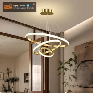Lustre Led Sala Moderno 60w, 3 Arcos Pendente Luminária Teto - Imagem 1