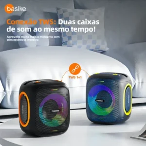 Caixa de Som Portatil Bluetooth, Rádio Fm, Subwoofer Ativo, Boombox, On The Go, Estéreo Hifi, com Rgb, Tws 1+1, Bateria 8 Horas, Caixa de Som 2.1, Cor Azul Marinho - Imagem 5