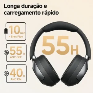 Headset QCY H3 Pro ANC 50dB Bluetooth 5.4 Multiponto 55h Cor Preto - Imagem 4