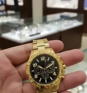 Relogio Banhado Masculino + Cordao Grumet + Caixa Pulseira - Imagem 2