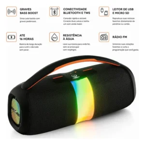Caixa De Som 200w Bluetooth Graves Potentes Bass Boost Alto - Imagem 4