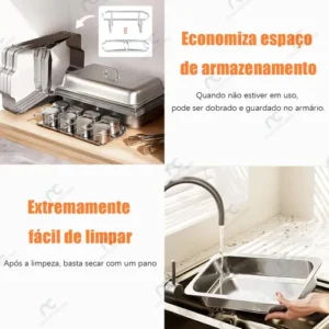Rechaud Retangular 11l Aço Inox Banho Maria 3 Cubas Fogareir - Imagem 7