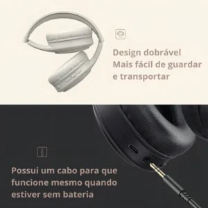 Fone De Ouvido Headphone Dapon H02d Bluetooth 5.1 Over-ear 22 Horas De Bateria Cor Azul - Imagem 6